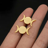 Vintage Triple Moon Goddess Cufflinks Stainless Steel Wedding Gift