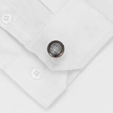 Men's Personalized Silver Sand Round Grey Cufflinks