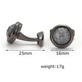 Men's Personalized Silver Sand Round Grey Cufflinks