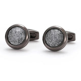 Men's Personalized Silver Sand Round Grey Cufflinks