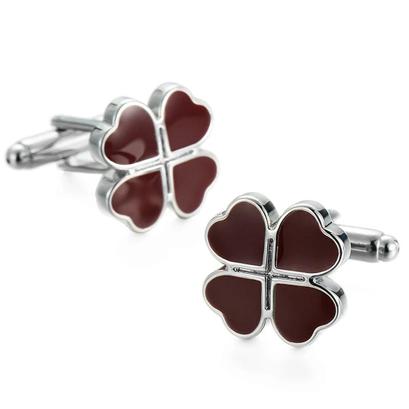 Men's Laser Lattice Cufflinks, Four Leaf Clover Design