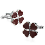 Men's Laser Lattice Cufflinks, Four Leaf Clover Design
