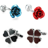 Men's Laser Lattice Cufflinks, Four Leaf Clover Design