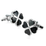 Men's Laser Lattice Cufflinks, Four Leaf Clover Design