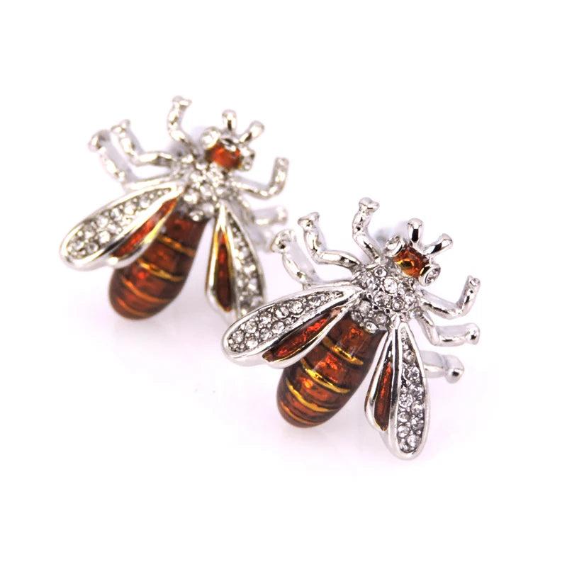 Men's Small Bee Cufflinks French Shirt Hand Insect Shape
