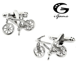 Men's Silver Bicycle Bike Cuff Links