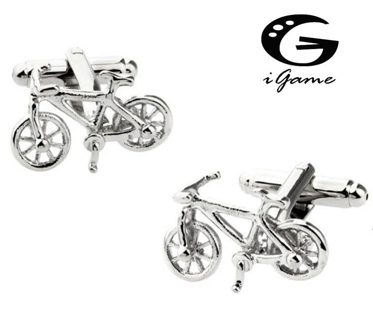 Men's Silver Bicycle Bike Cuff Links