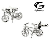 Men's Silver Bicycle Bike Cuff Links