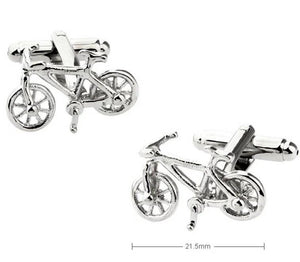 Men's Silver Bicycle Bike Cuff Links