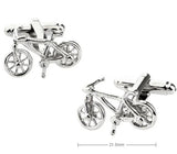 Men's Silver Bicycle Bike Cuff Links