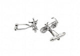 Men's Silver Bicycle Bike Cuff Links