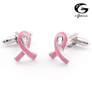 French Men Cuff links Copper Material Pink Ribbon CuffLinks