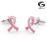 French Men Cuff links Copper Material Pink Ribbon CuffLinks
