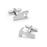 Tool Cuff Links Silver Brass Hammer & Saw Men's Cufflinks