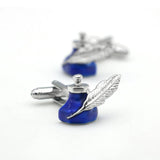 Ink Bottle Cuff Links Feather Brass Material Men's Cufflinks