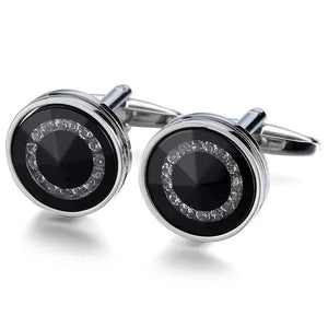 Memolissa Men's Crystal Cufflinks Sea Rhinestone Top Wedding Round Cufflinks