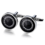 Memolissa Men's Crystal Cufflinks Sea Rhinestone Top Wedding Round Cufflinks
