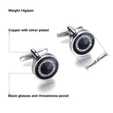 Memolissa Men's Crystal Cufflinks Sea Rhinestone Top Wedding Round Cufflinks