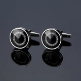 Memolissa Men's Crystal Cufflinks Sea Rhinestone Top Wedding Round Cufflinks