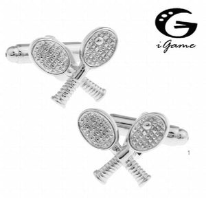 iGame Tennis Racket Cuff Links Silver Brass Novelty