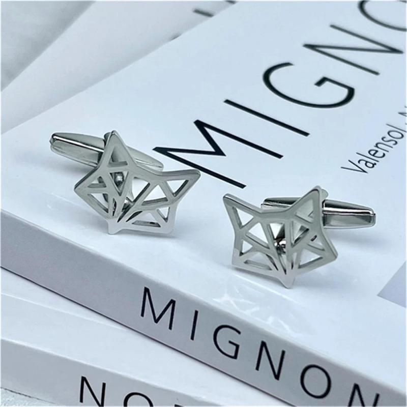 Fox Head Cufflinks Stainless Steel French Cuff Wedding Groomsmen Gift