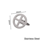 Sun Wheel Cross Cufflinks Solar Symbol Stainless Steel Faith Gift Jewelry Set