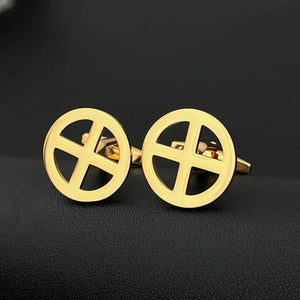 Sun Wheel Cross Cufflinks Solar Symbol Stainless Steel Faith Gift Jewelry Set