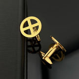 Sun Wheel Cross Cufflinks Solar Symbol Stainless Steel Faith Gift Jewelry Set
