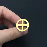 Sun Wheel Cross Cufflinks Solar Symbol Stainless Steel Faith Gift Jewelry Set