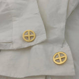 Sun Wheel Cross Cufflinks Solar Symbol Stainless Steel Faith Gift Jewelry Set
