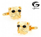 Bulldog Cuff Links Golden Novelty Animal Dog