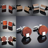 Geometric Wooden Cufflinks Metal Wood Pattern Jewelry