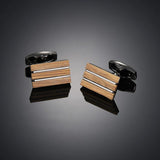 Geometric Wooden Cufflinks Metal Wood Pattern Jewelry