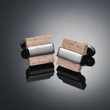 Geometric Wooden Cufflinks Metal Wood Pattern Jewelry