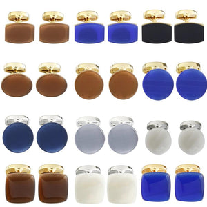 Geometric Shirt Cufflinks for Mens Cat's Eye Cuff Links Button