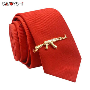 Gold AK-47 Gun Tie Clips for Mens Necktie Clamp Clasp
