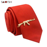 Gold AK-47 Gun Tie Clips for Mens Necktie Clamp Clasp