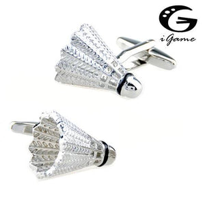 Badminton Cuff Links Brass Silver Shuttlecock Design