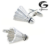 Badminton Cuff Links Brass Silver Shuttlecock Design