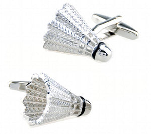 Badminton Cuff Links Brass Silver Shuttlecock Design