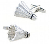 Badminton Cuff Links Brass Silver Shuttlecock Design