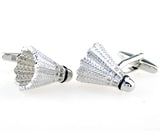 Badminton Cuff Links Brass Silver Shuttlecock Design
