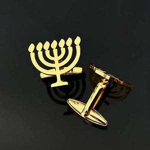 Jewish Menorah Jerusalem Cufflinks for Men Women Suit Set Hanukkah Gift