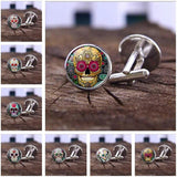 Mexican Sugar Skull Cufflinks for Men Skeleton Wedding Jewelry