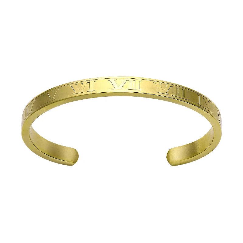 Hollow Roman Numeral Titanium Steel Bangle