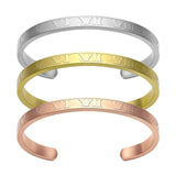 Hollow Roman Numeral Titanium Steel Bangle