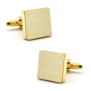 Square Brass Wire-drawing Cuff Links Golden Cufflinks