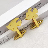 Small Fish Pattern Men Shirt Cufflink Stainless Steel Wedding Groomsmen Gift
