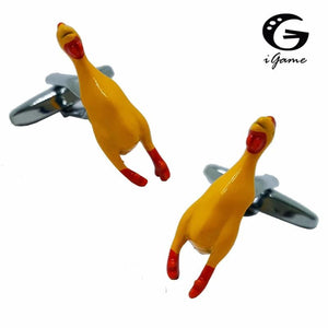 iGame Screaming Chicken Cuff Links Yellow Brass Material