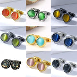 Personalized Cat's Eye Round Wedding Cufflinks